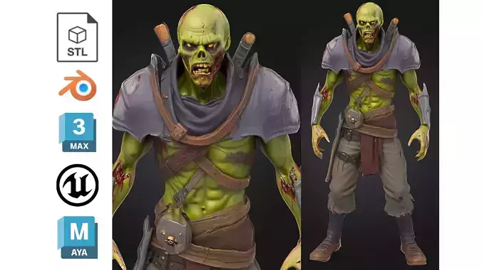 Stylized Zombie Rogue Low-poly 3D model