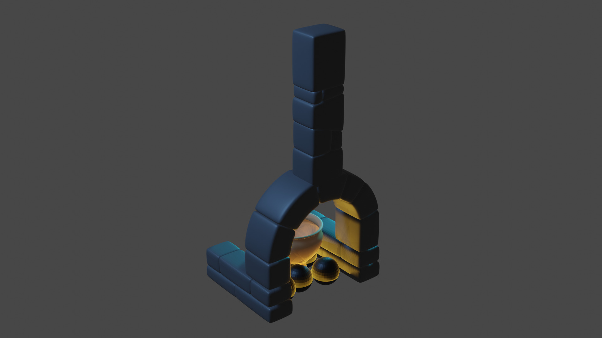 Fireplace with kettle 3D model_3