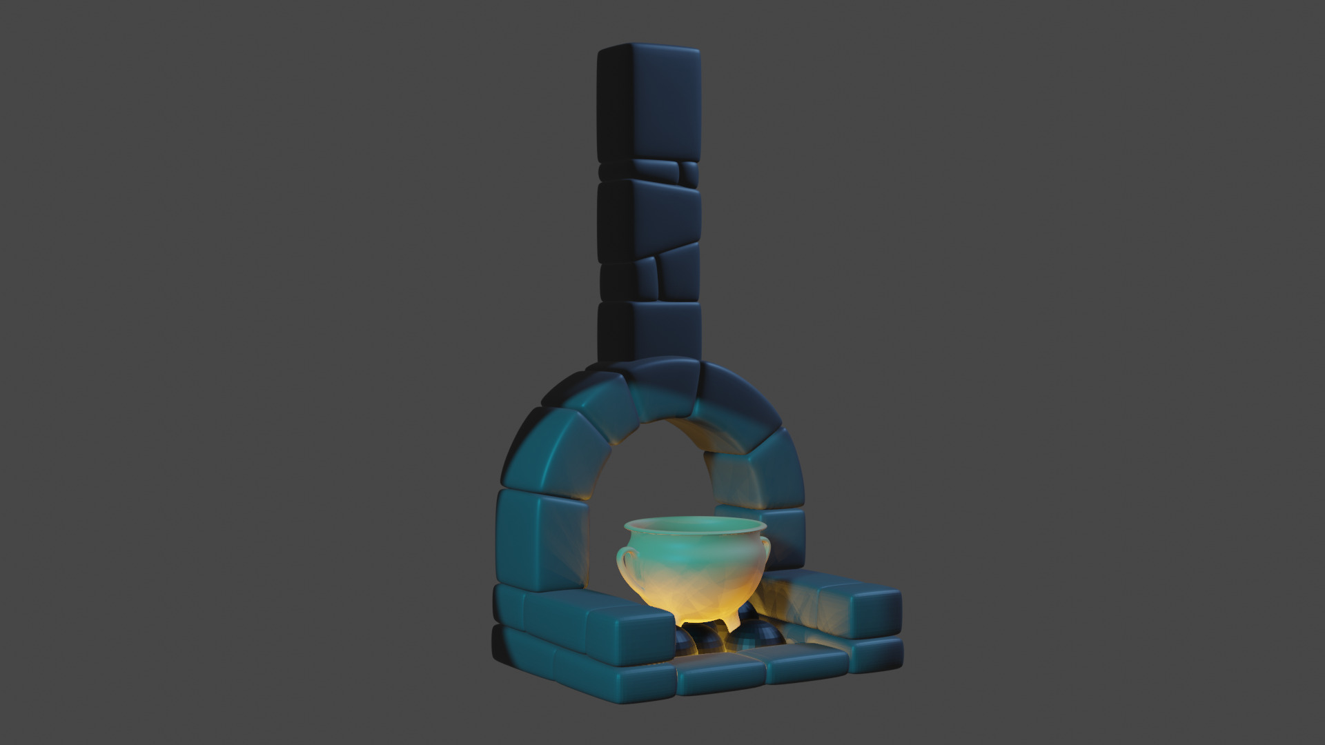 Fireplace with kettle 3D model_1