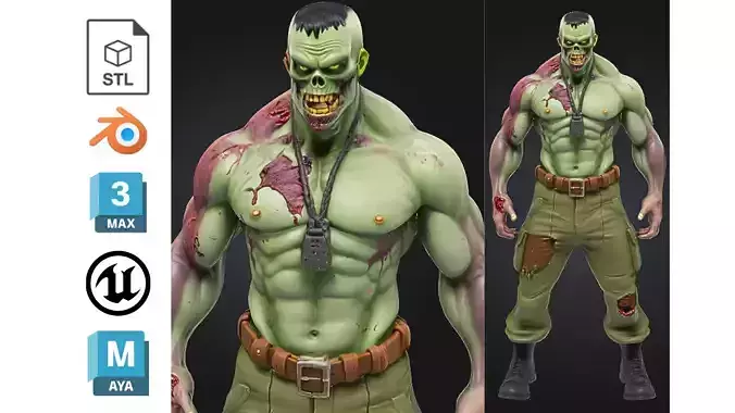 Zombie Soldier Dog Tags Low-poly 3D model