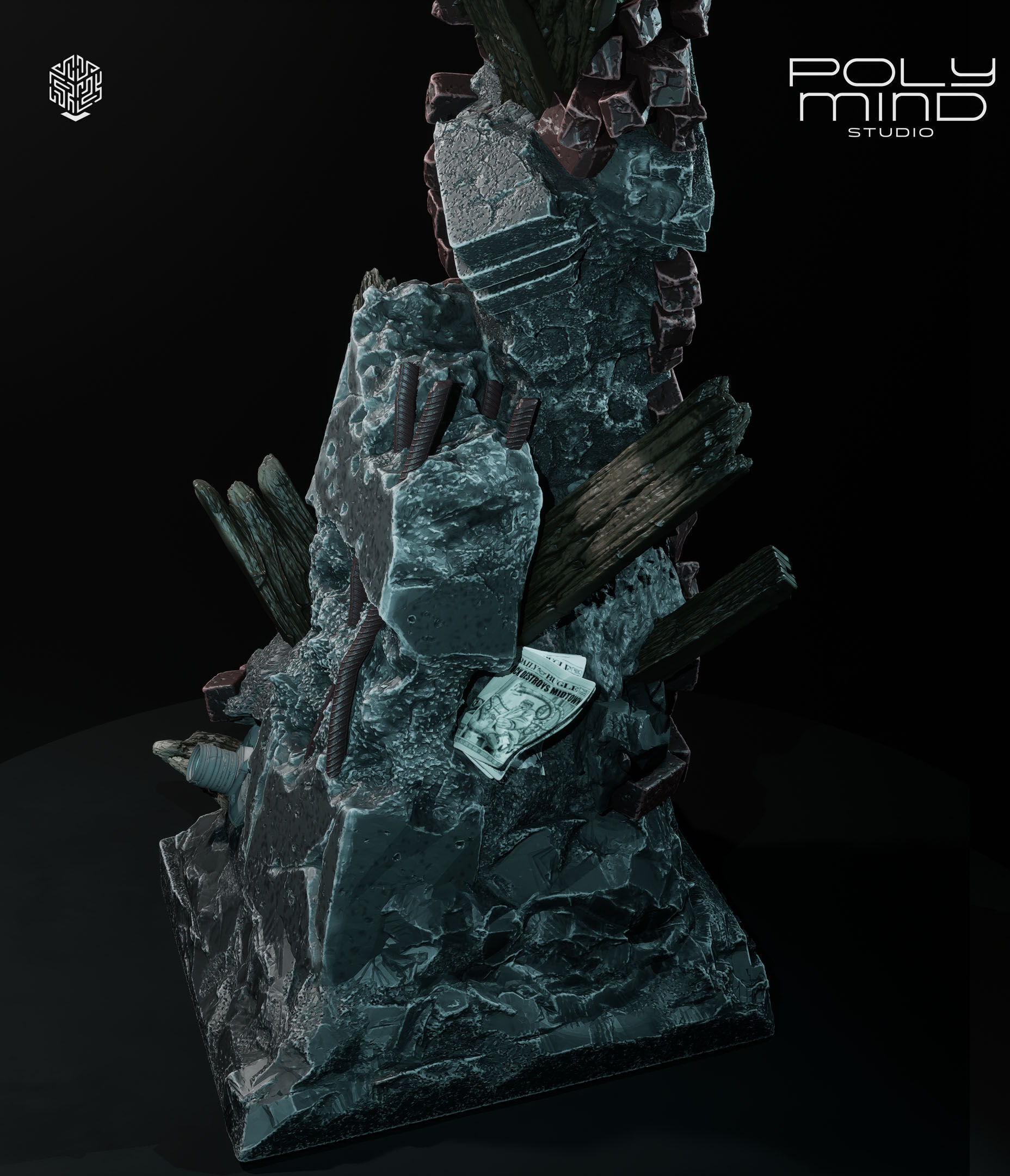 Vulture statue 3D print model_4