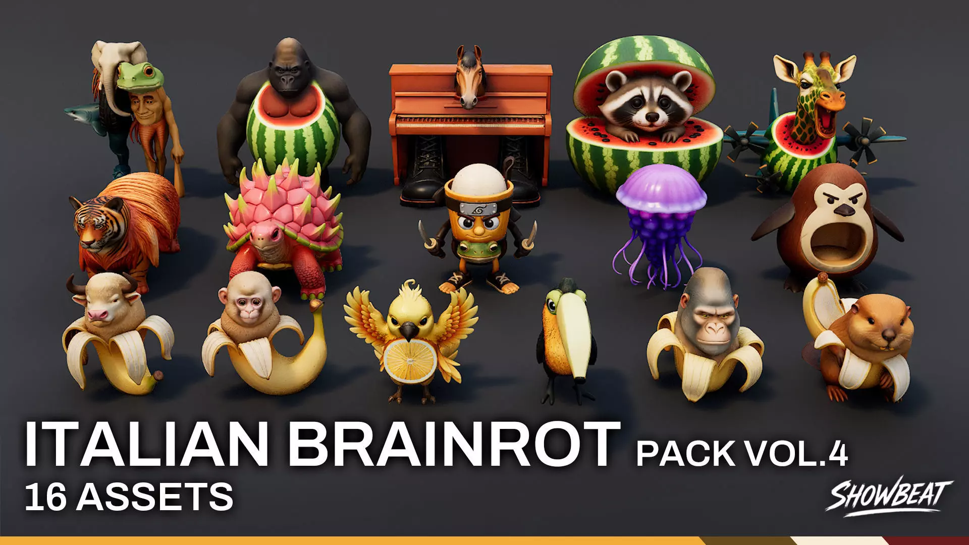 3D model Italian Brainrot Pack VOL4 VR / AR / low-poly | CGTrader