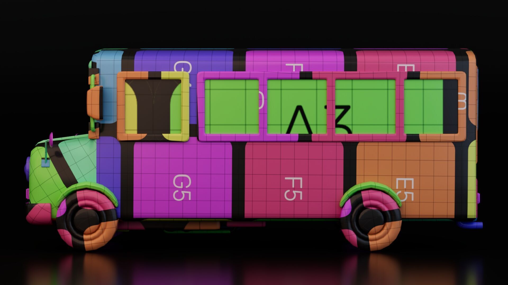 Low Poly School Bus Low-poly 3D model_14