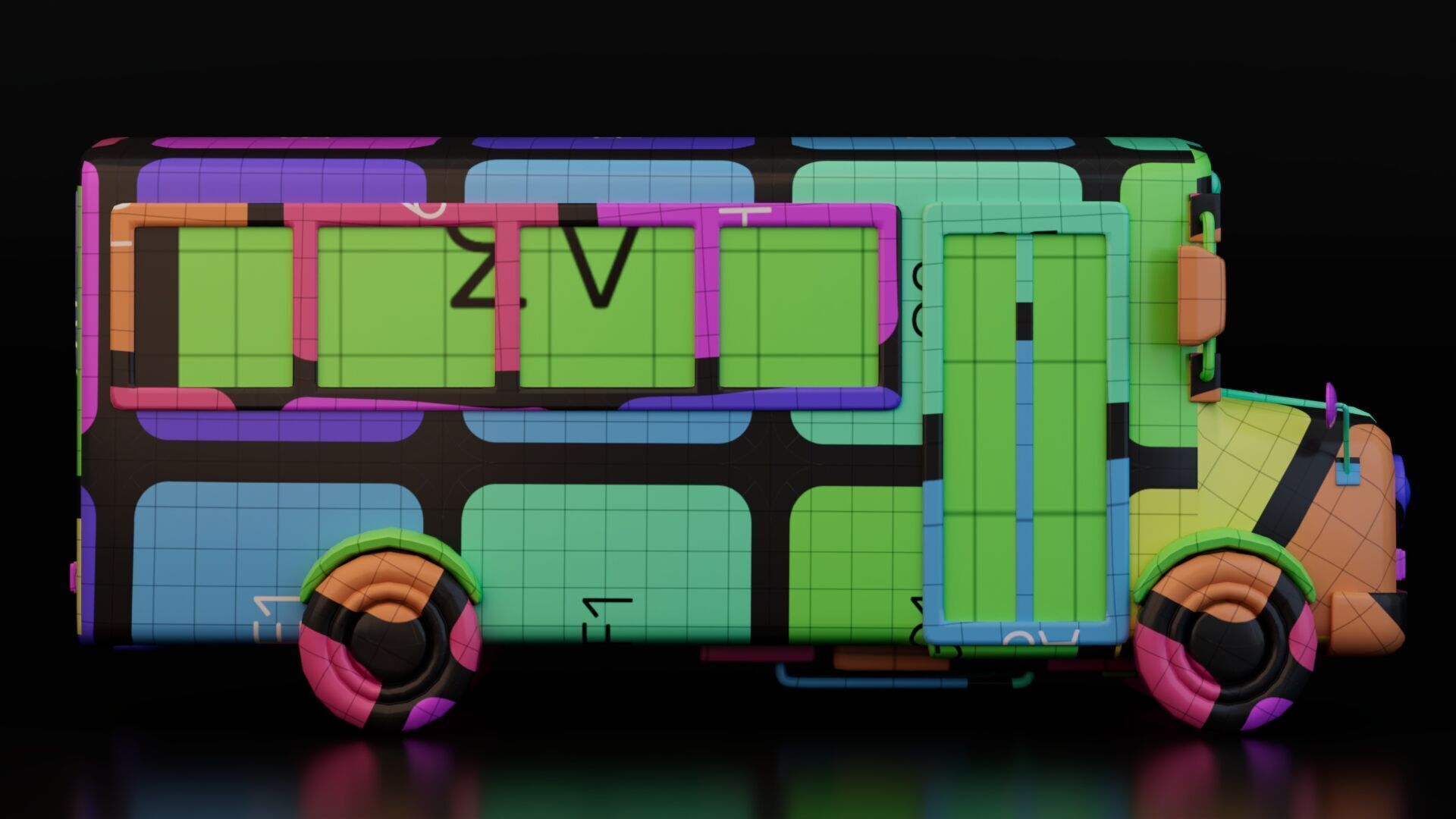 Low Poly School Bus Low-poly 3D model_17