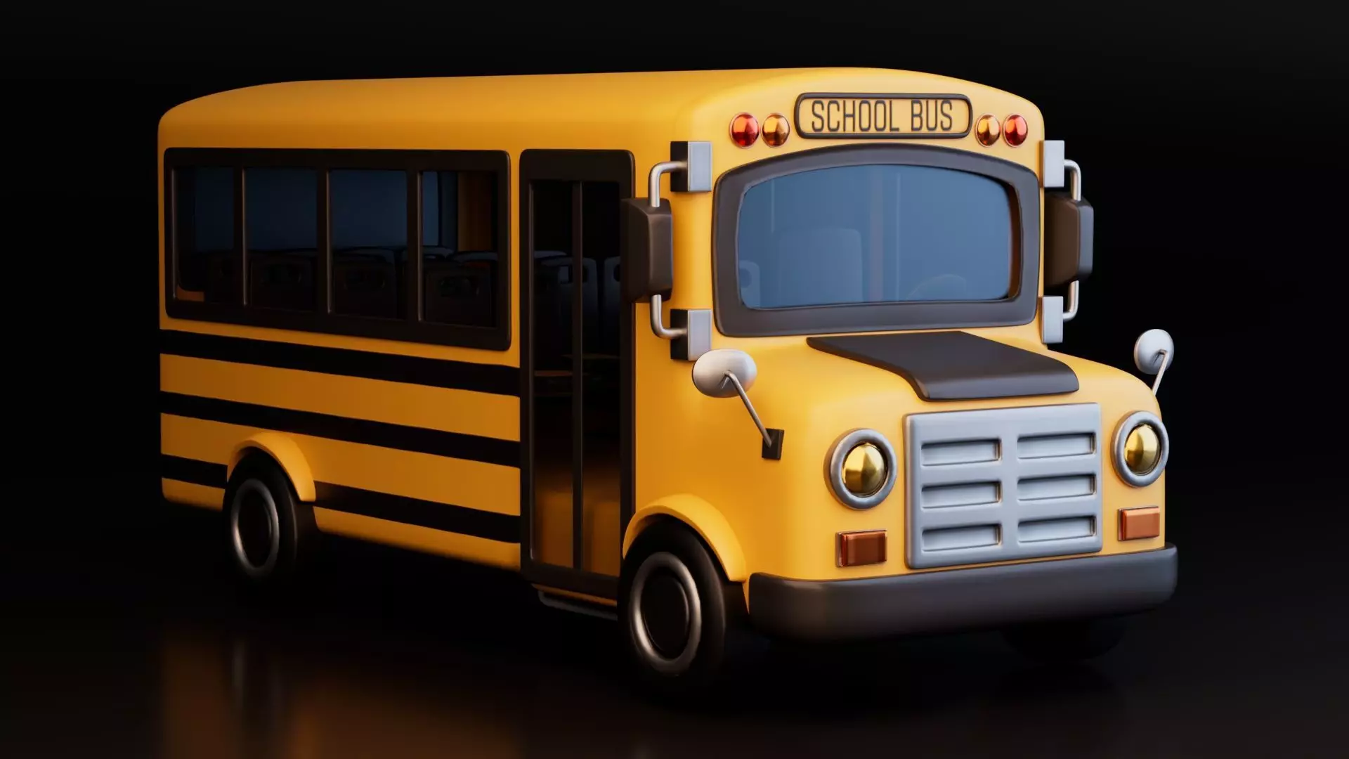 Low Poly School Bus Low-poly 3D model_0