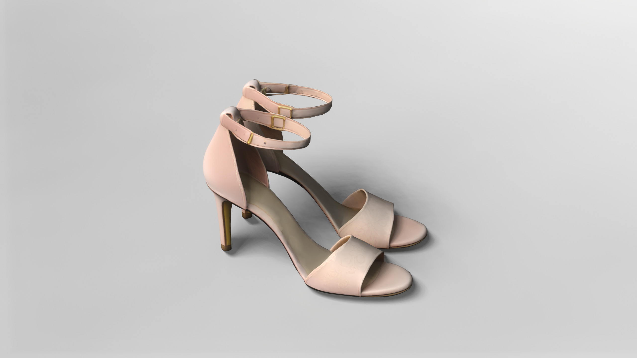 Elegant Pink High Heel Sandals 3D Model 3D model_1