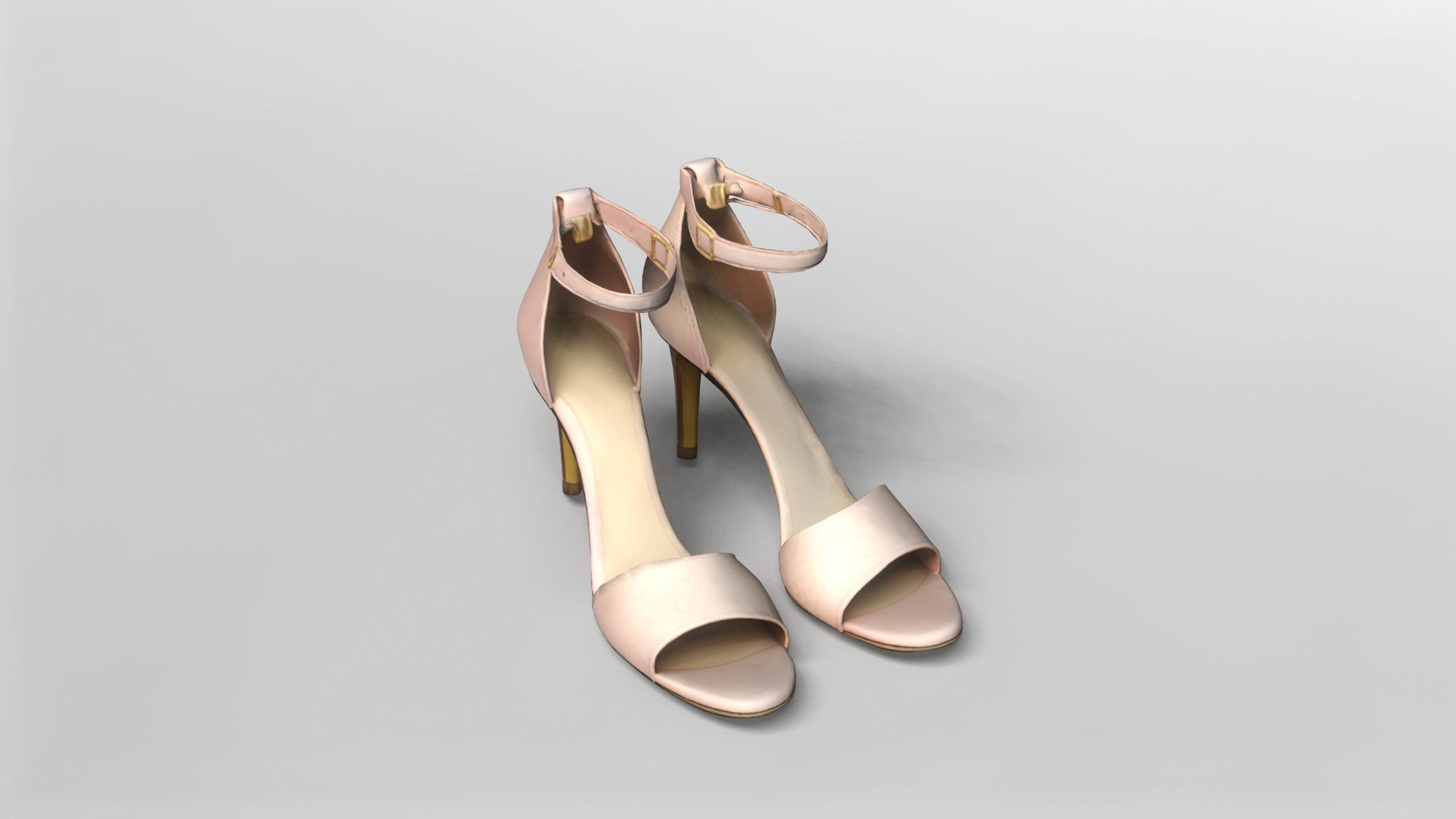 Elegant Pink High Heel Sandals 3D Model 3D model_2