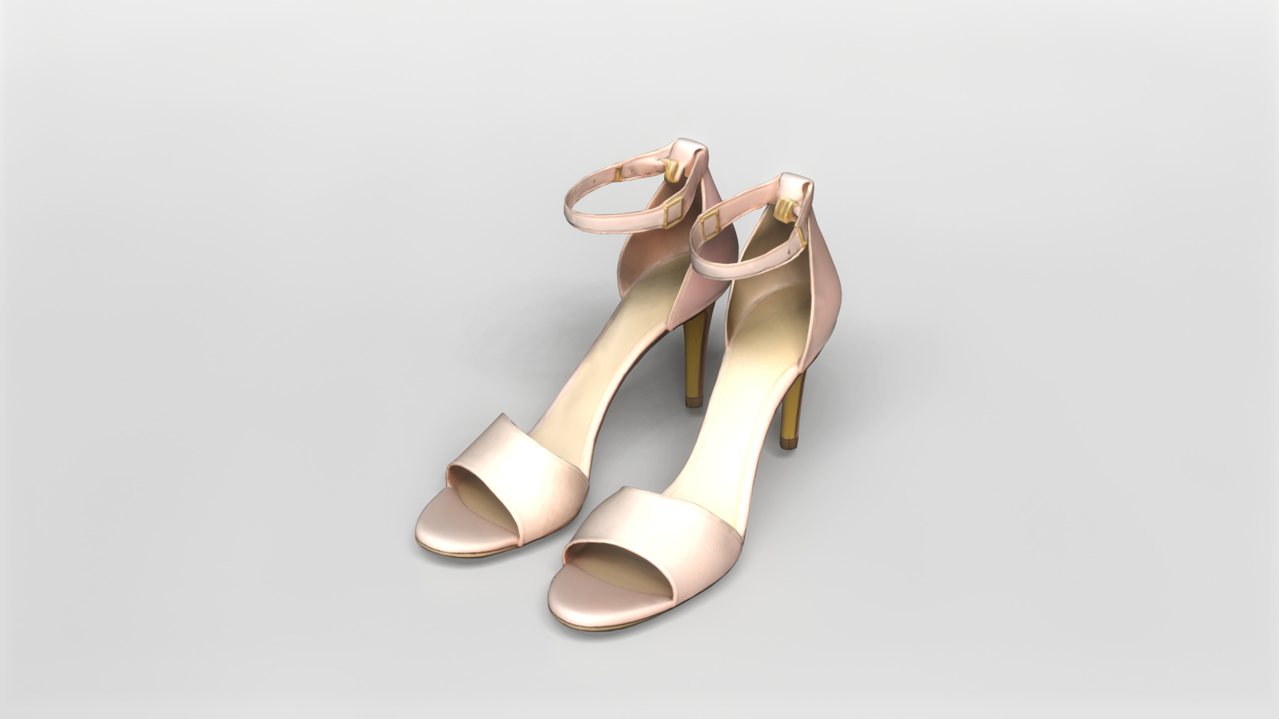 Elegant Pink High Heel Sandals 3D Model 3D model_3