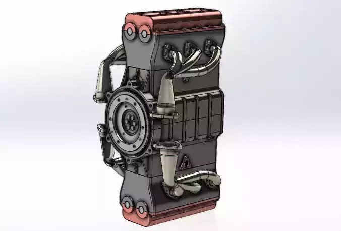 6 Cylinder Boxer Engine 3D CAD Model