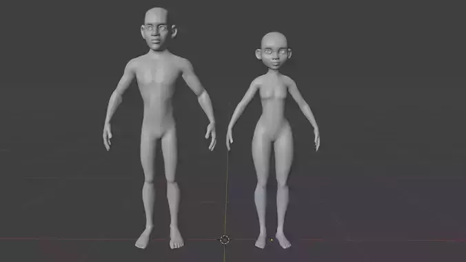 Stylized Cartoon Base Human man and Woman