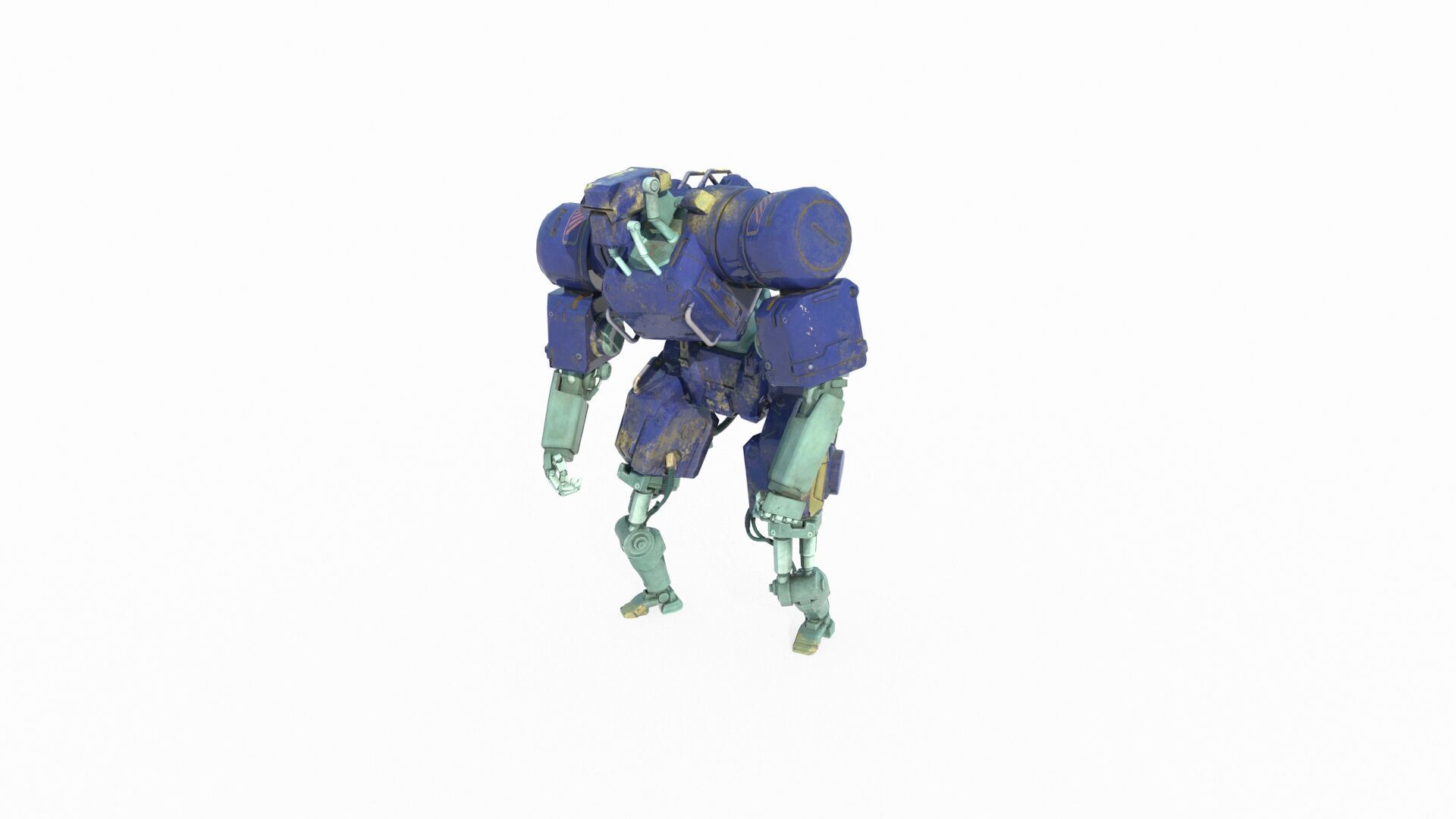 Future sci-fi guard robot 3D model_2