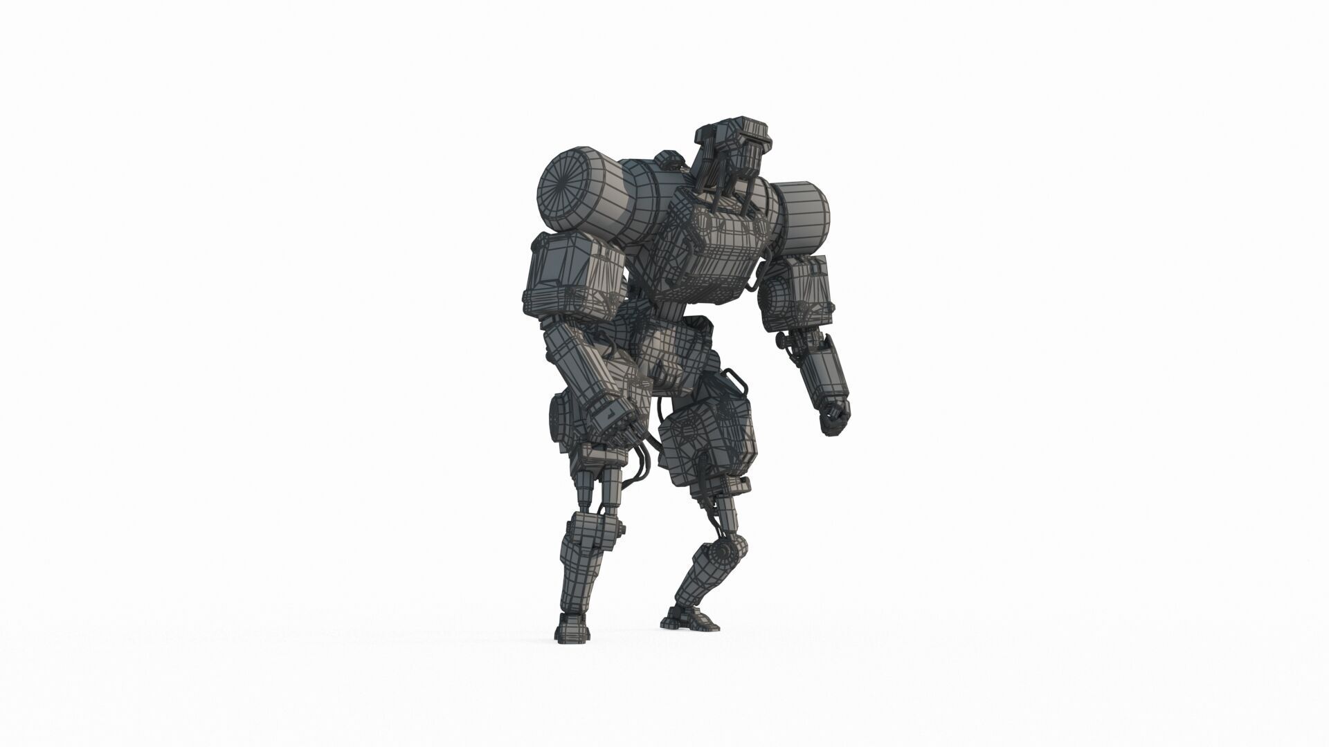 Future sci-fi guard robot 3D model_5
