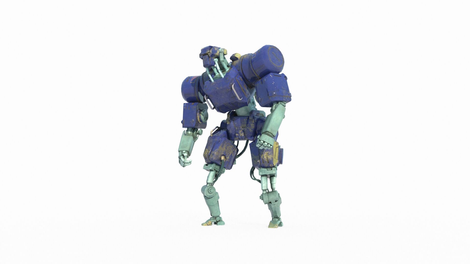 Future sci-fi guard robot 3D model_1