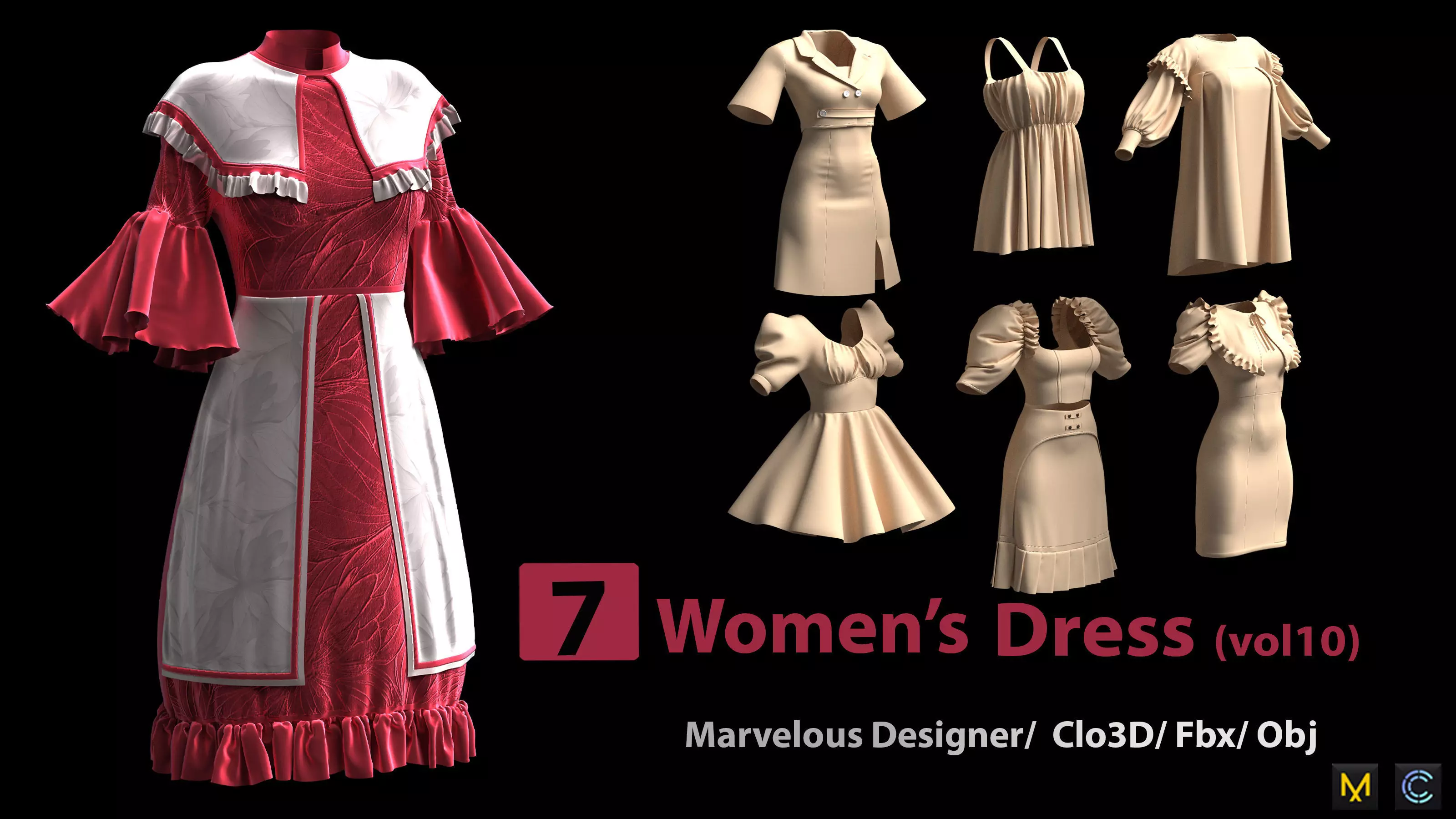 7 Womens Dress -vol10 3D model
