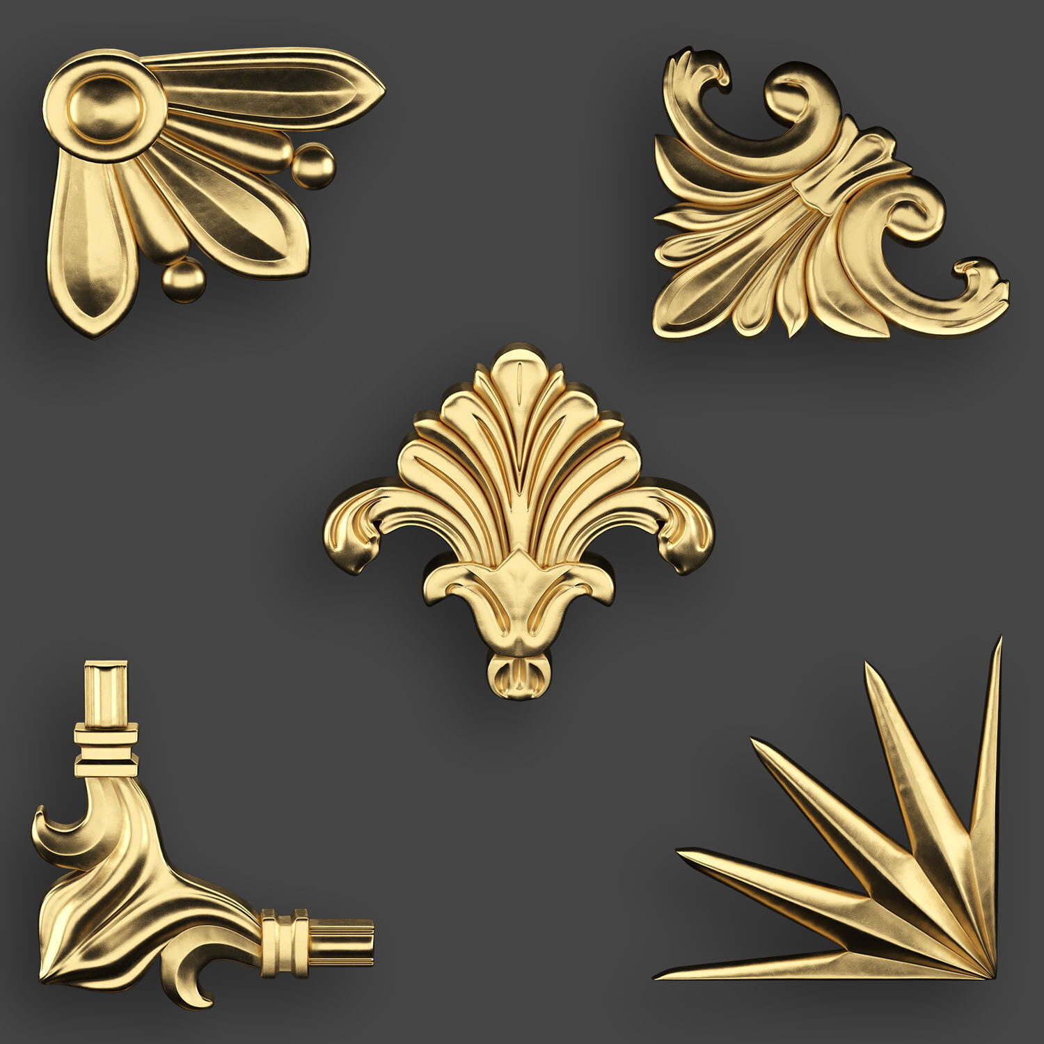 5 corners Ornamental Pack 2 3D model_6