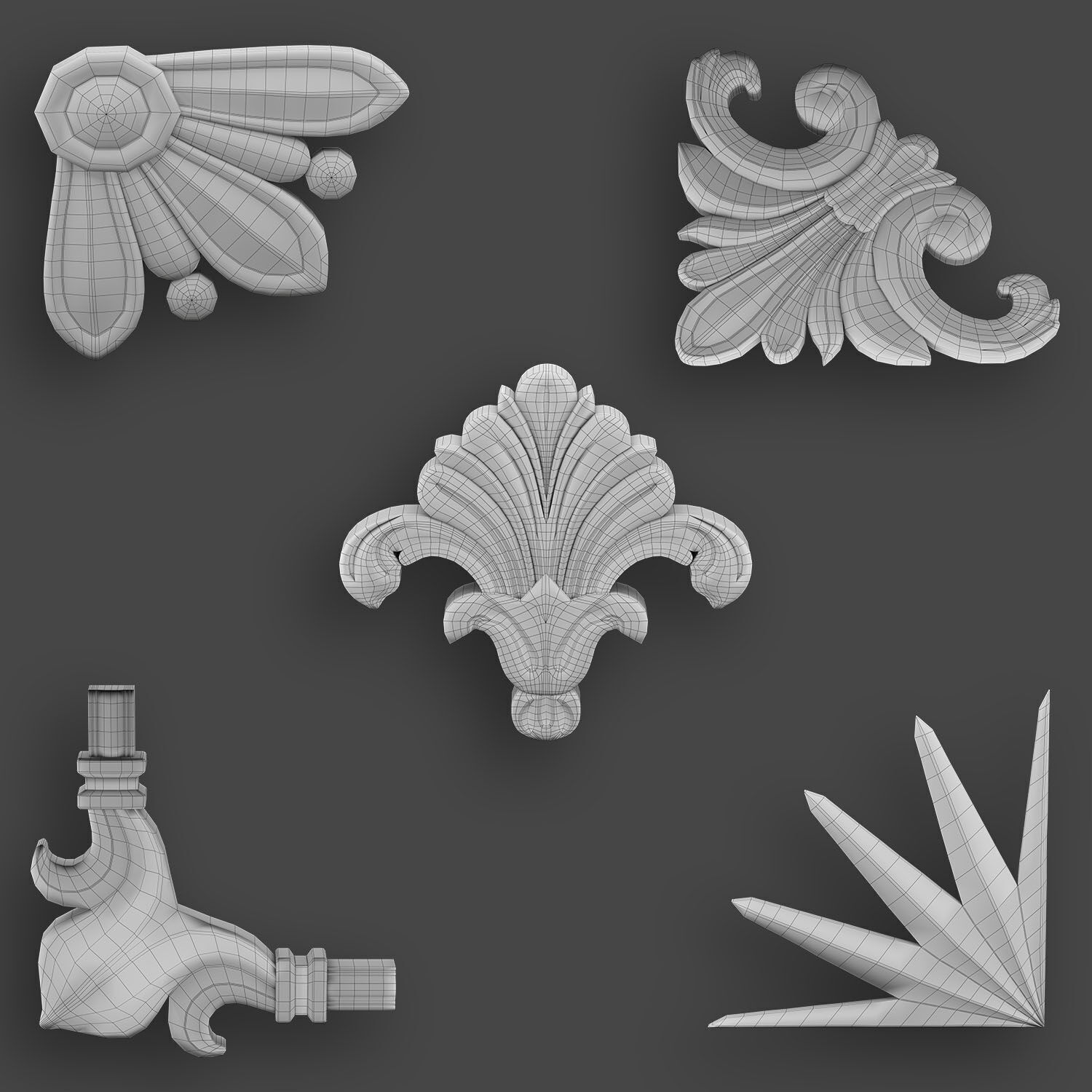 5 corners Ornamental Pack 2 3D model_12