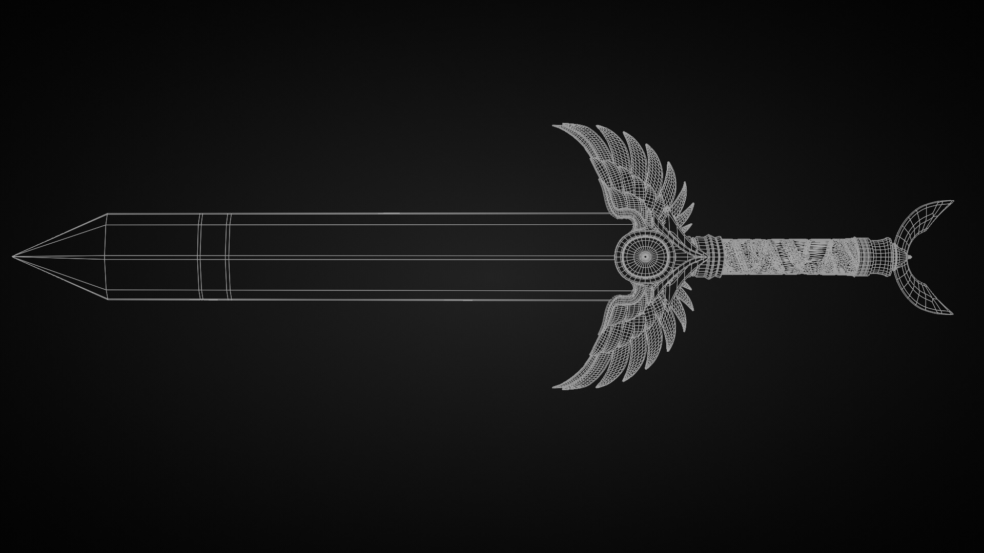 Blessed Sea  Fantasy Sword 3D Model Game-Ready  PBR Textured 3D model_1