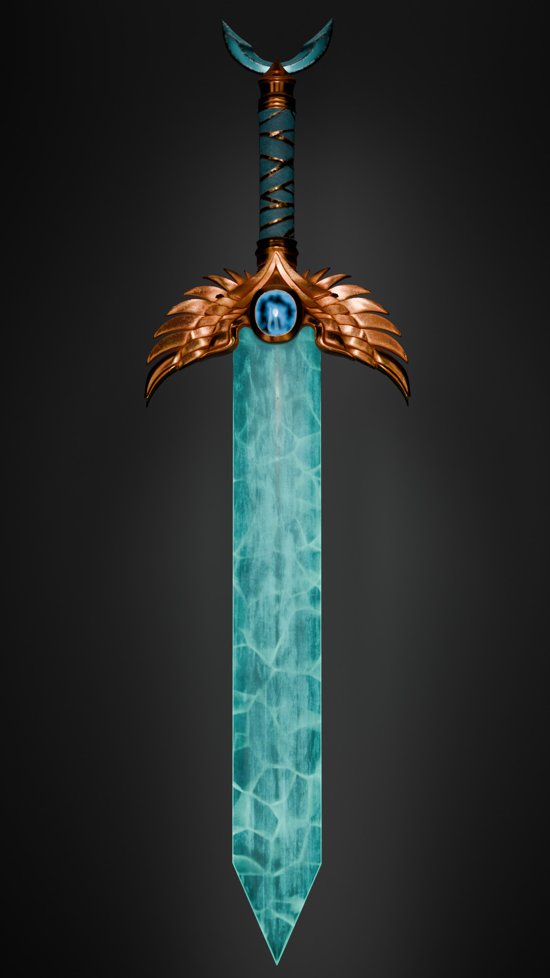 Blessed Sea  Fantasy Sword 3D Model Game-Ready  PBR Textured 3D model_2