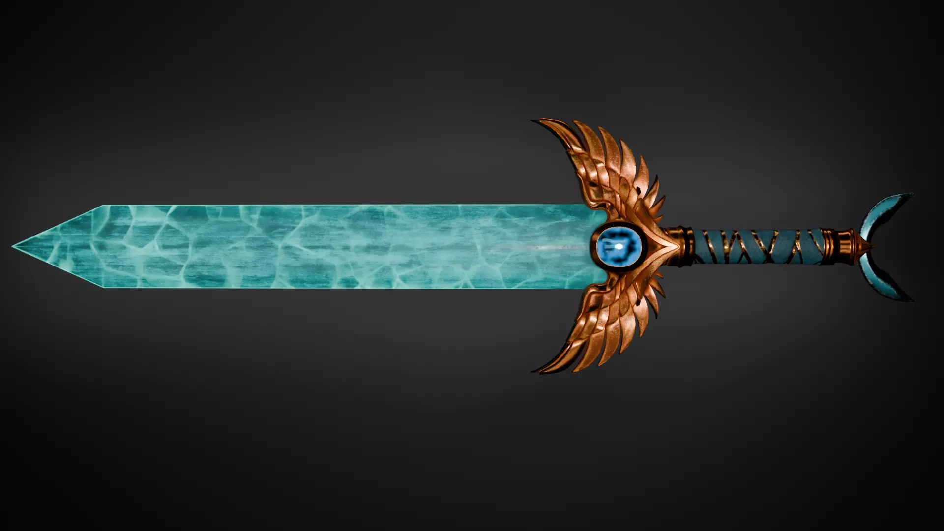 Blessed Sea  Fantasy Sword 3D Model Game-Ready  PBR Textured 3D model_0