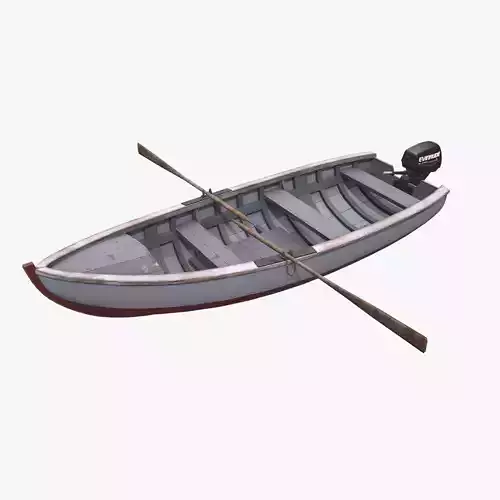 Old Wooden Motorboat Low-poly PBR