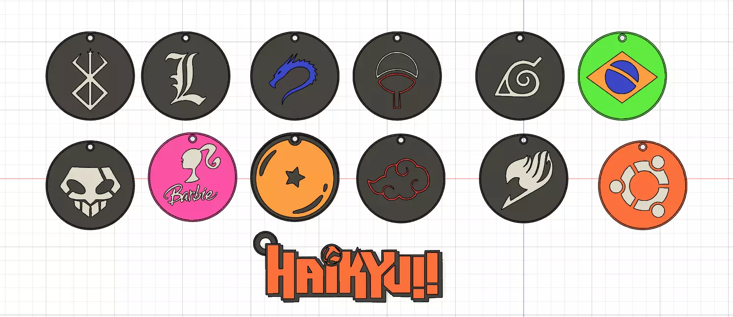 18 KeyChain Pack - Anime Cartoon Logo for 3D Printing 3D print model
