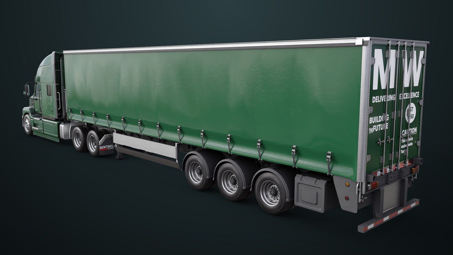 Heavy Truck 05 Curtainsider 4 Variant  All PBR Textures Low-poly 3D model_28