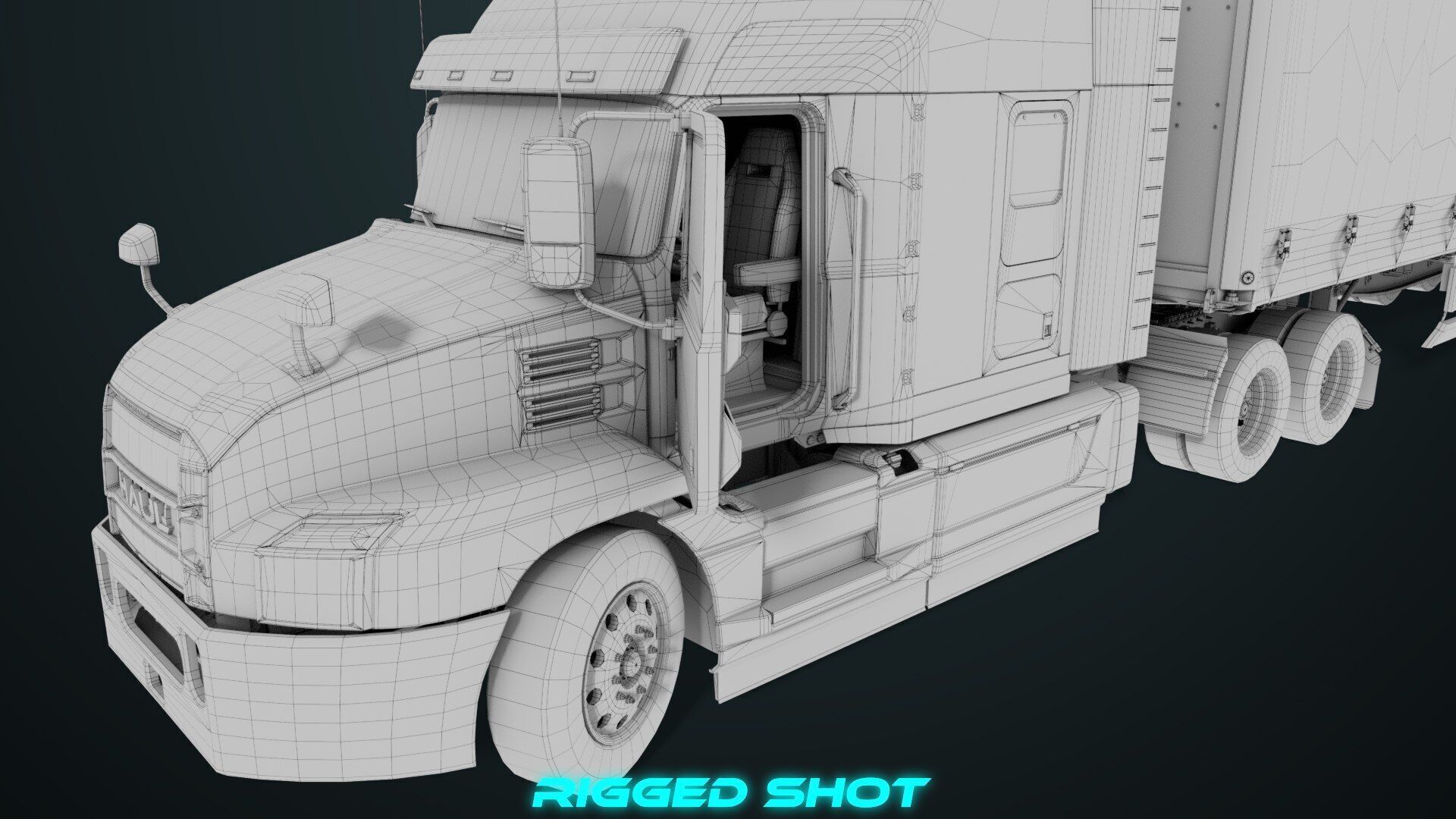 Heavy Truck 05 Curtainsider 4 Variant  All PBR Textures Low-poly 3D model_57