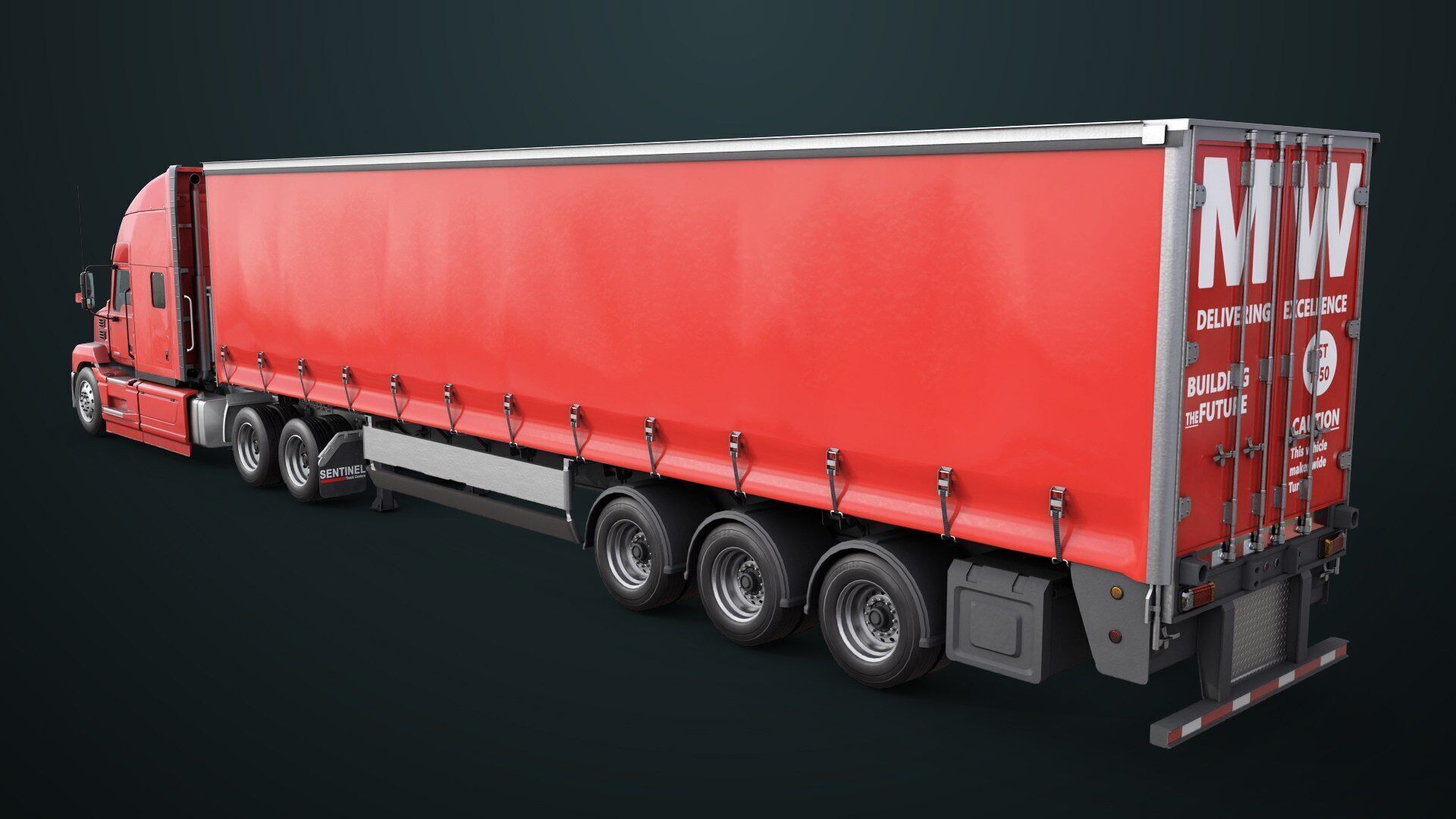 Heavy Truck 05 Curtainsider 4 Variant  All PBR Textures Low-poly 3D model_29