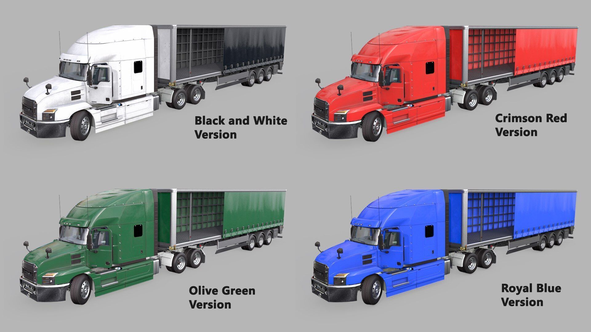 Heavy Truck 05 Curtainsider 4 Variant  All PBR Textures Low-poly 3D model_1