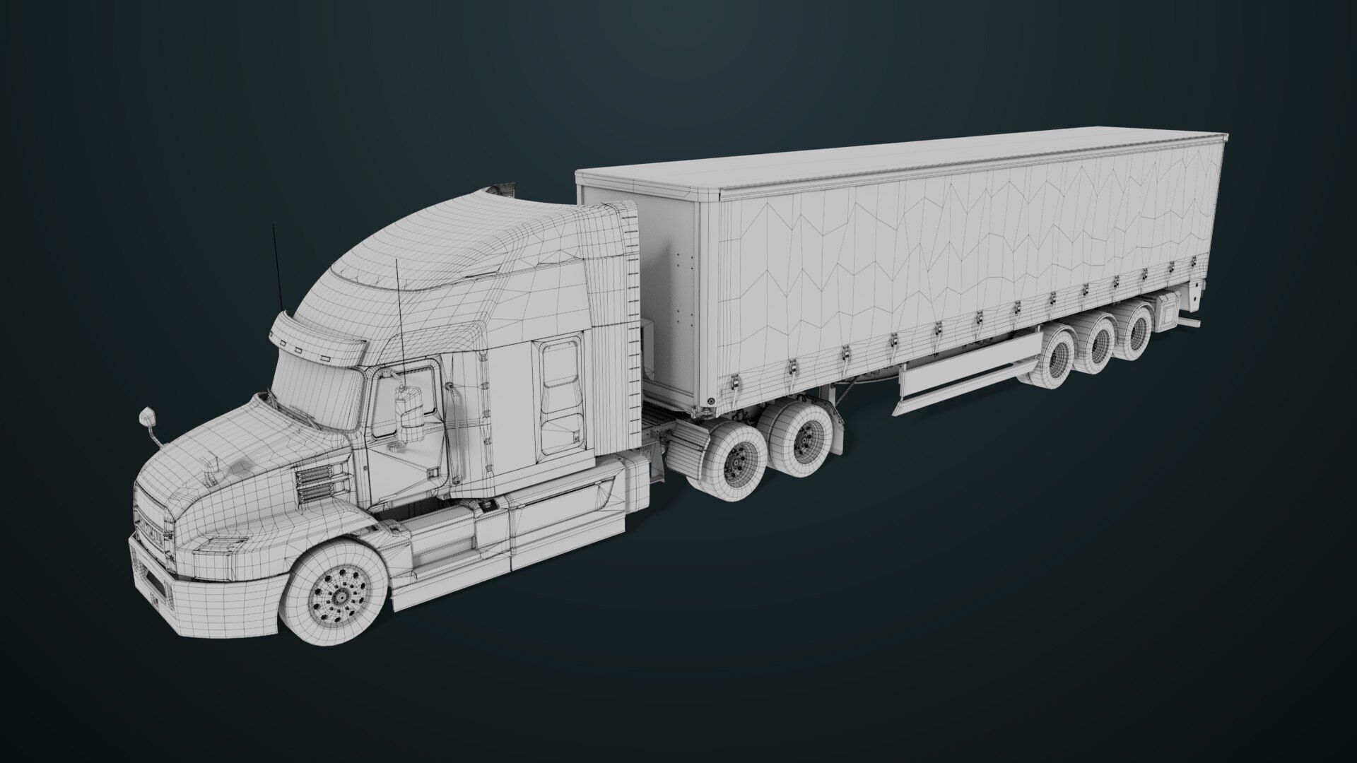 Heavy Truck 05 Curtainsider 4 Variant  All PBR Textures Low-poly 3D model_49