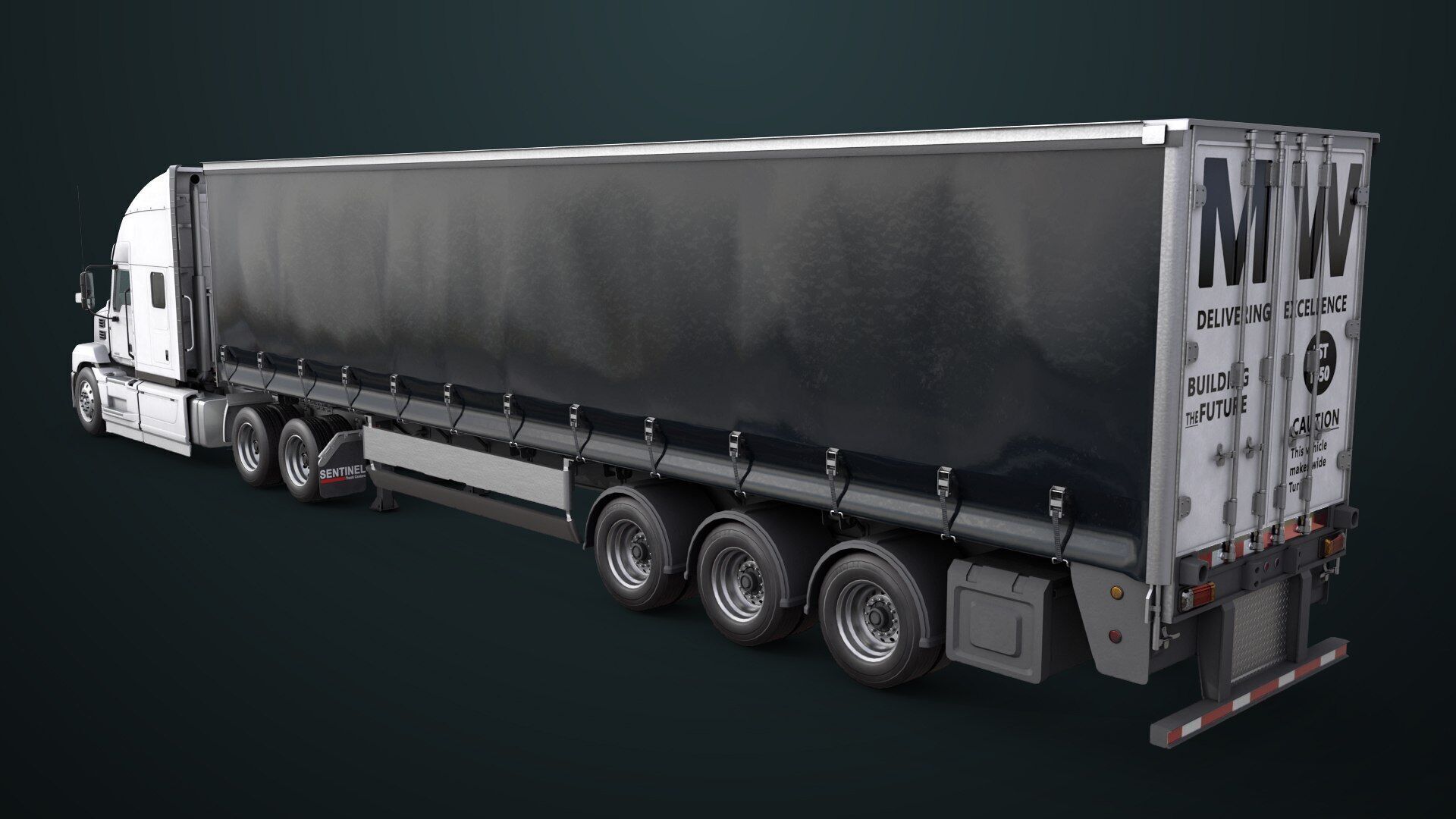Heavy Truck 05 Curtainsider 4 Variant  All PBR Textures Low-poly 3D model_30