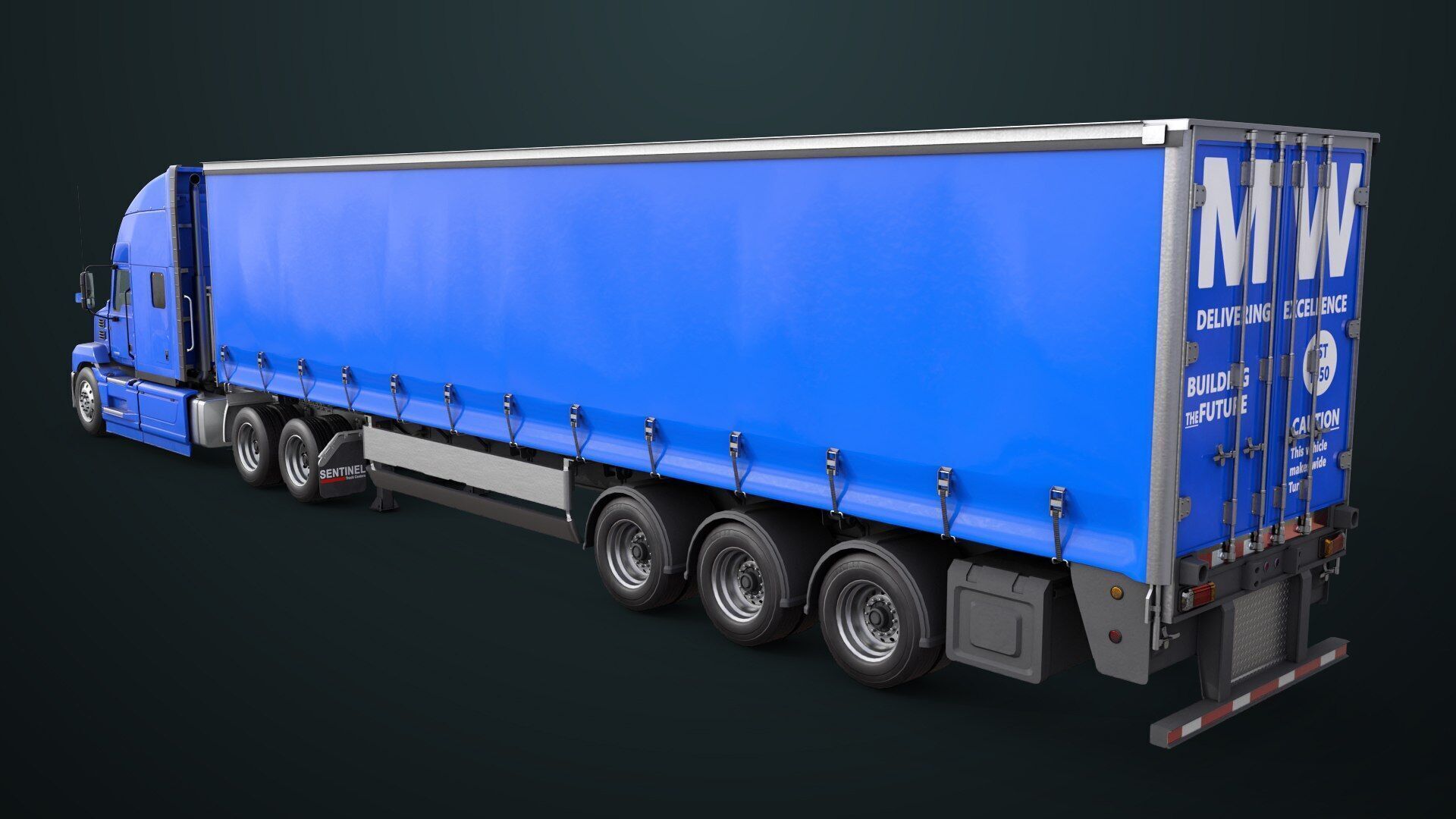 Heavy Truck 05 Curtainsider 4 Variant  All PBR Textures Low-poly 3D model_27