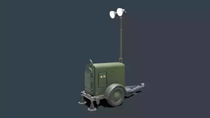 Trailer Light Tower Generator Low-poly PBR
