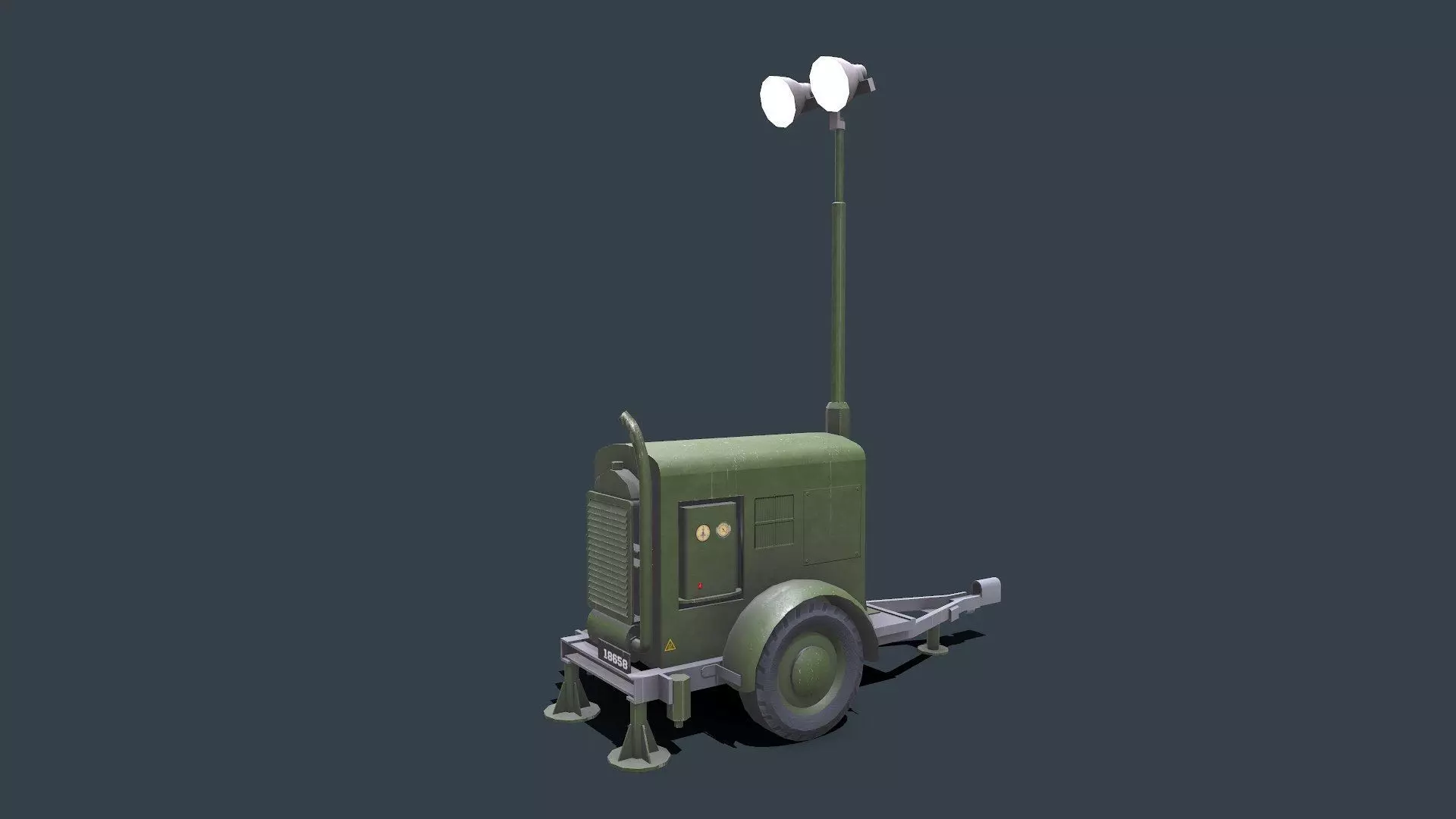 Trailer Light Tower Generator Low-poly PBR Low-poly 3D model_0