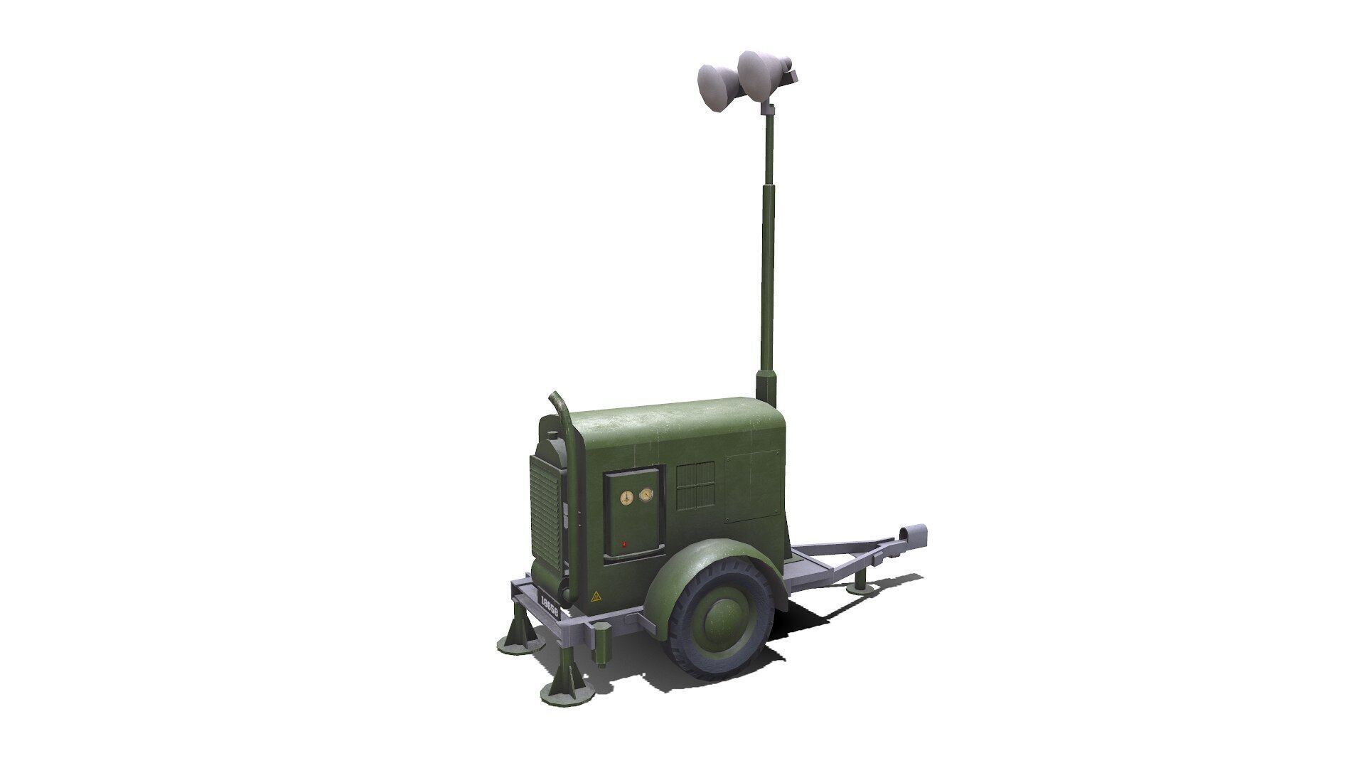 Trailer Light Tower Generator Low-poly PBR Low-poly 3D model_2