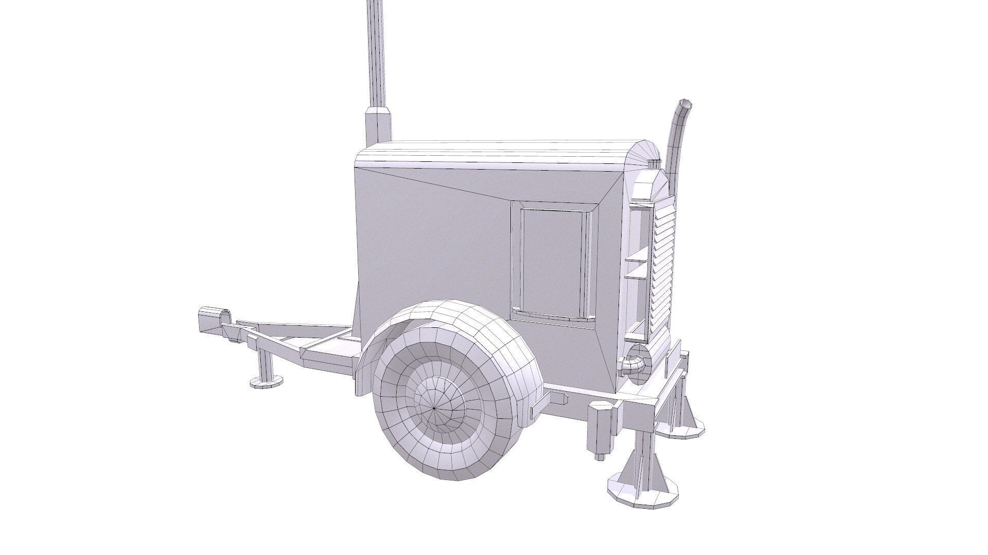 Trailer Light Tower Generator Low-poly PBR Low-poly 3D model_19