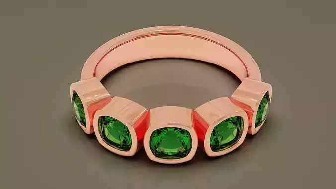 Half eternity bezel set cushion square shape diamond ring