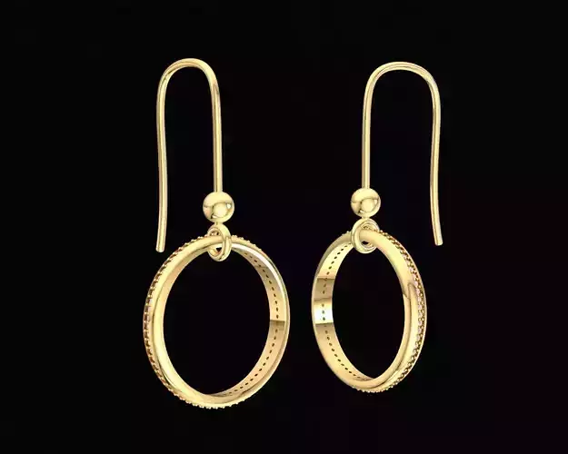 51a Diamond Open Circle Drop Earrings  3D print model