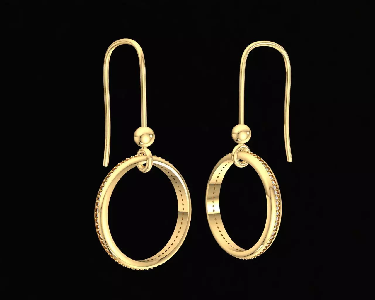 Minimalist Circle Hook Earrings Jewelry Model 51 3D print model
