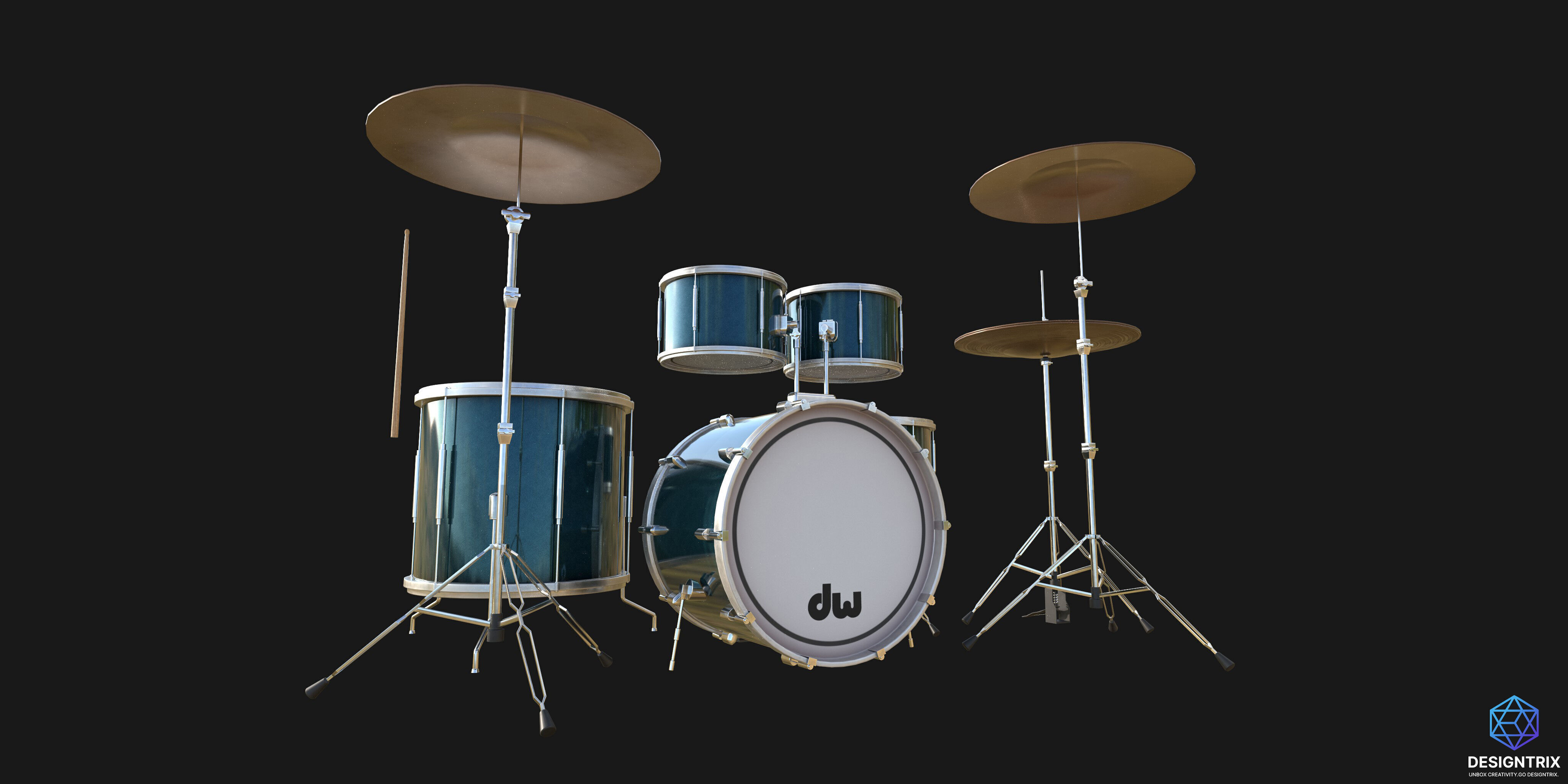 Drum Set 3D model_2