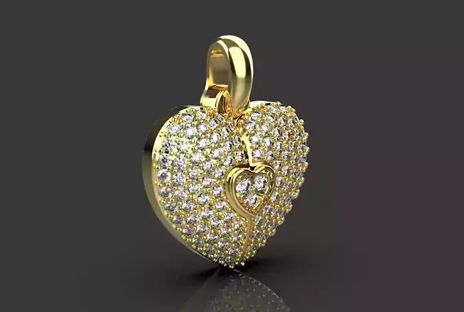 Opening Heart Pendant Diamond  3D print model