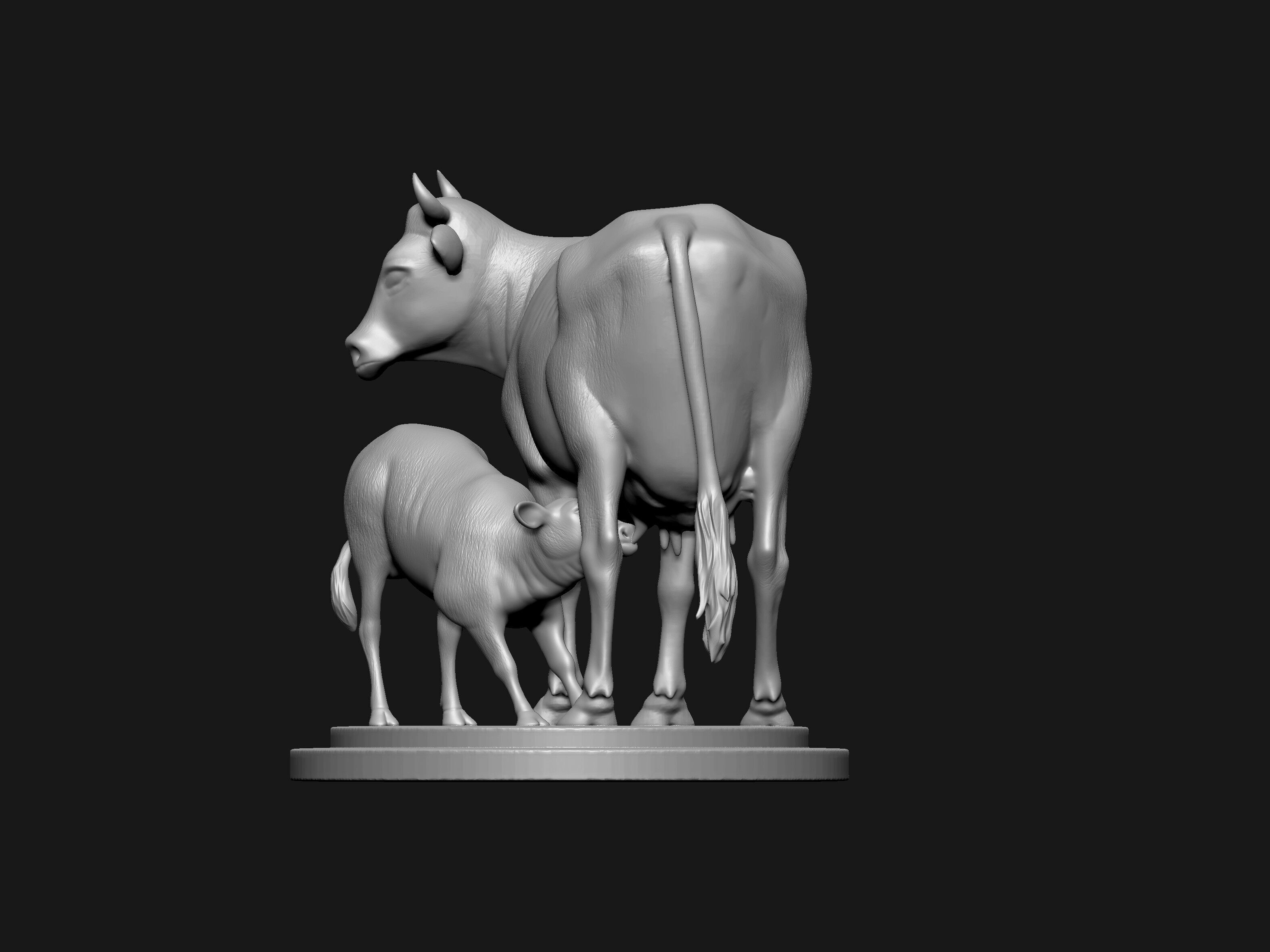 cute cow and calf 3d  3D print model_1