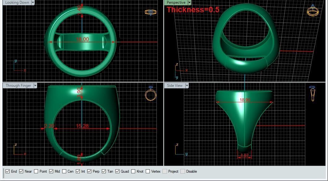 Round gemstone Ring Base 18MM top in All sizes 180-MWC 3D print model_2