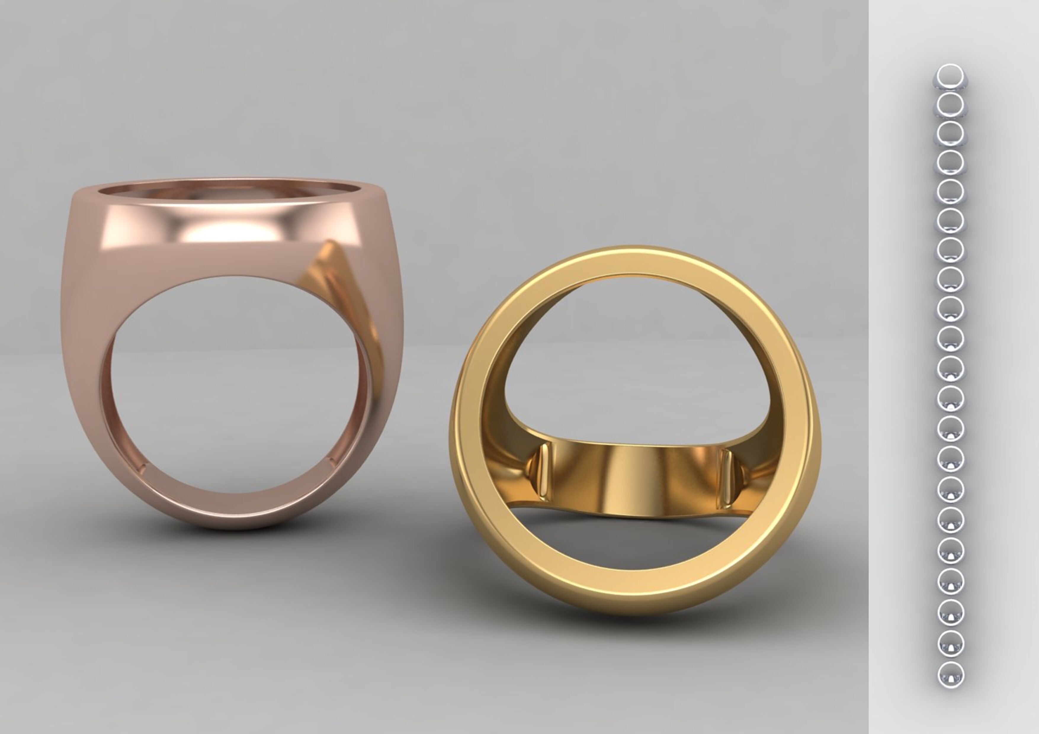 Round gemstone Ring Base 18MM top in All sizes 180-MWC 3D print model_1