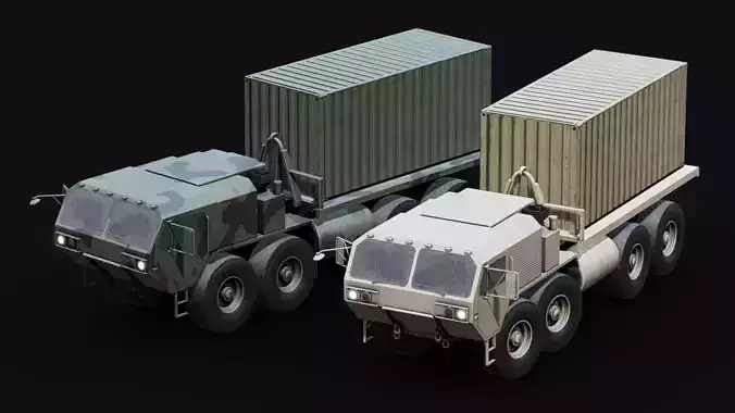 Military 8x8 Cargo Crate Transport Truck Low-poly 3D model