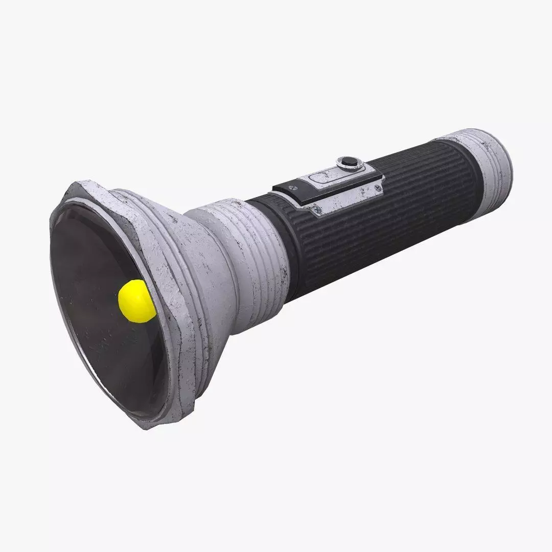Old Flashlight Low-poly PBR Low-poly 3D model_0