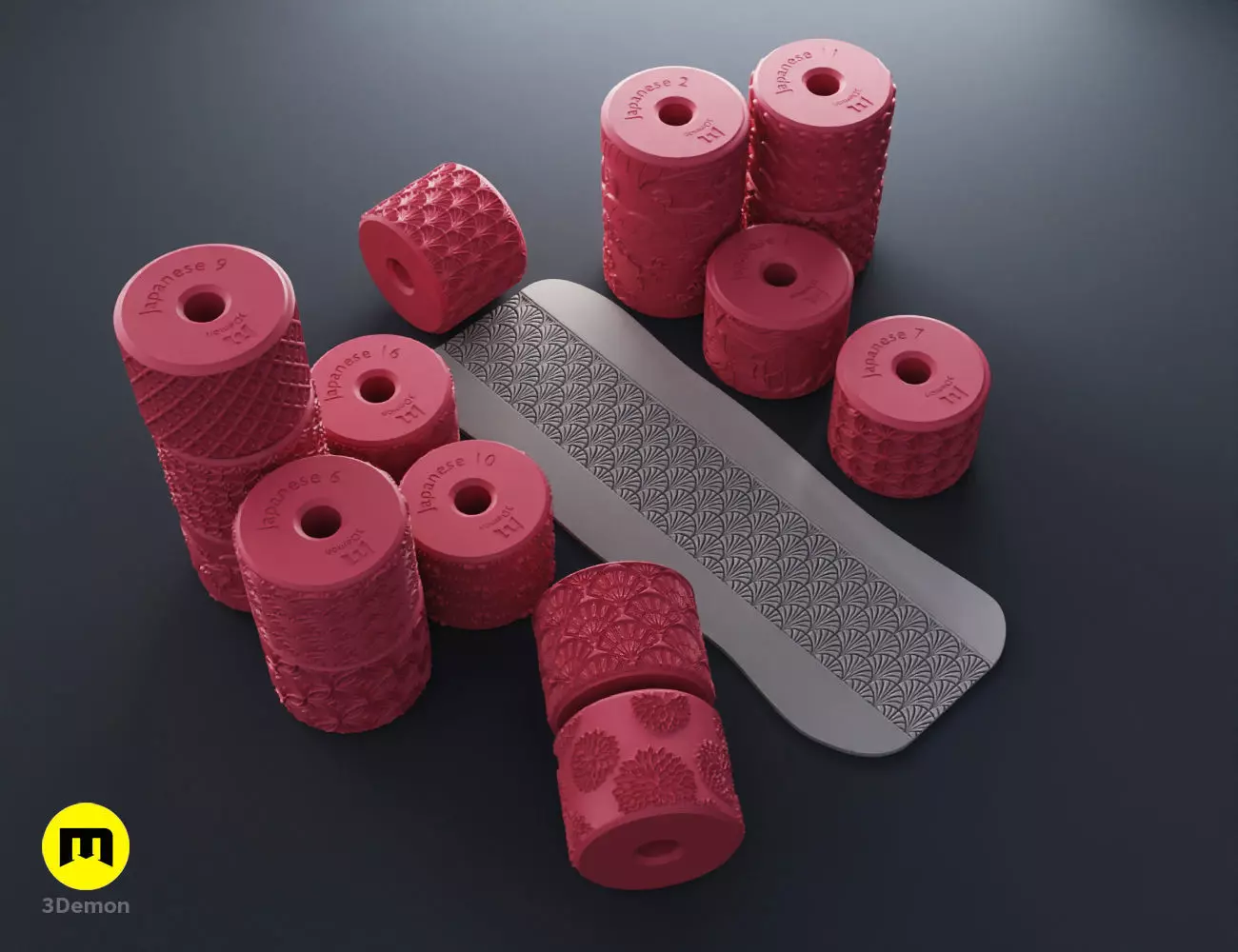 Texture Rollers Japanese Patterns middle 3D print model_0