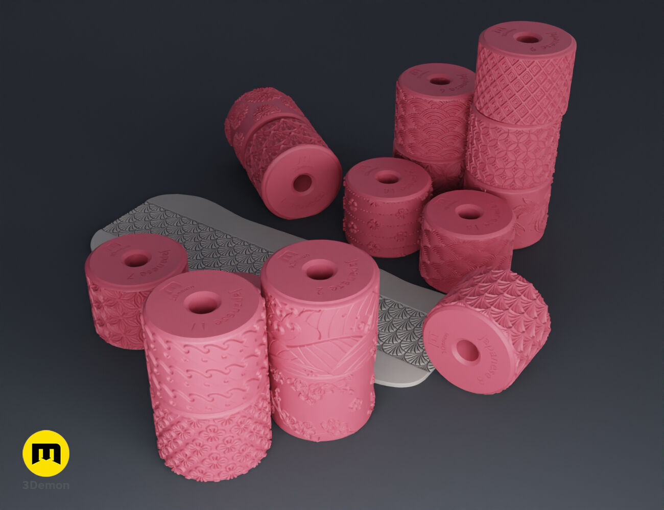 Texture Rollers Japanese Patterns middle 3D print model_2