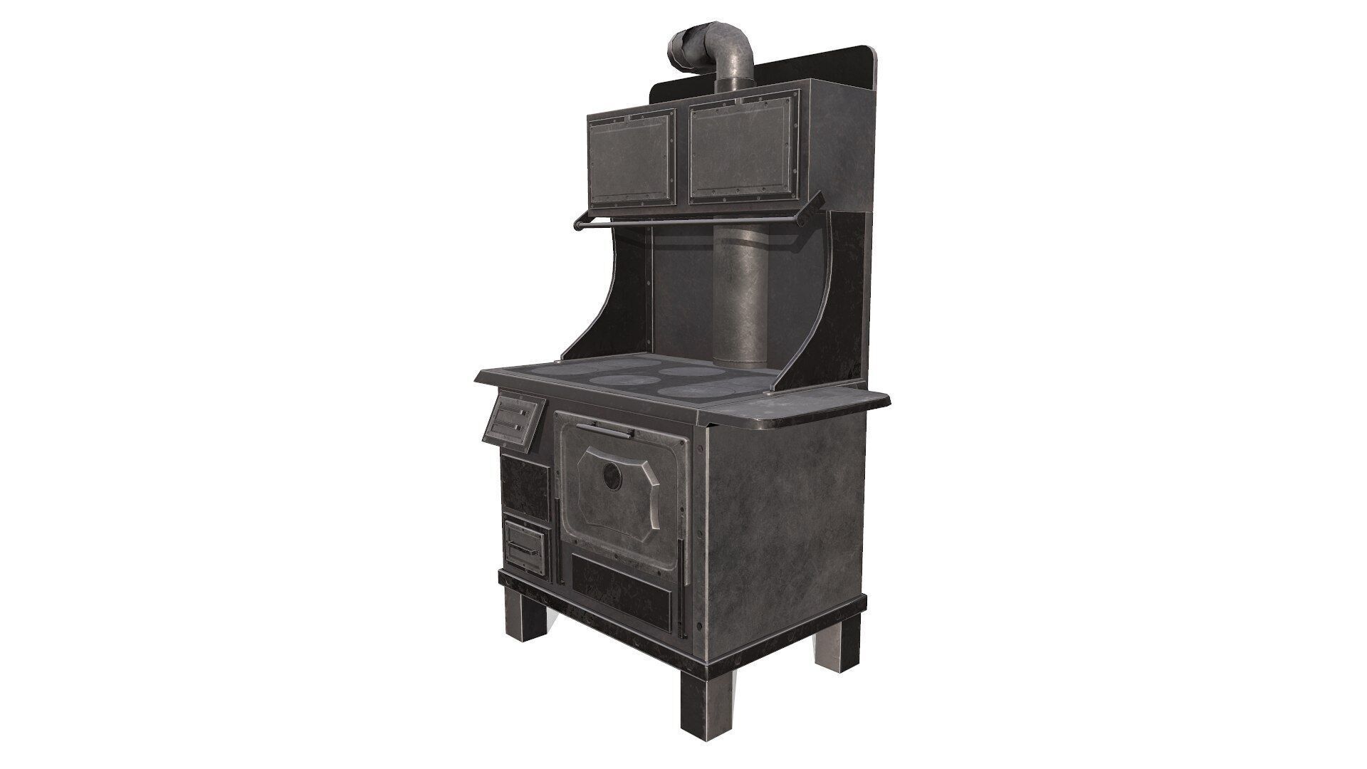 Old Stove Low-poly PBR Low-poly 3D model_5