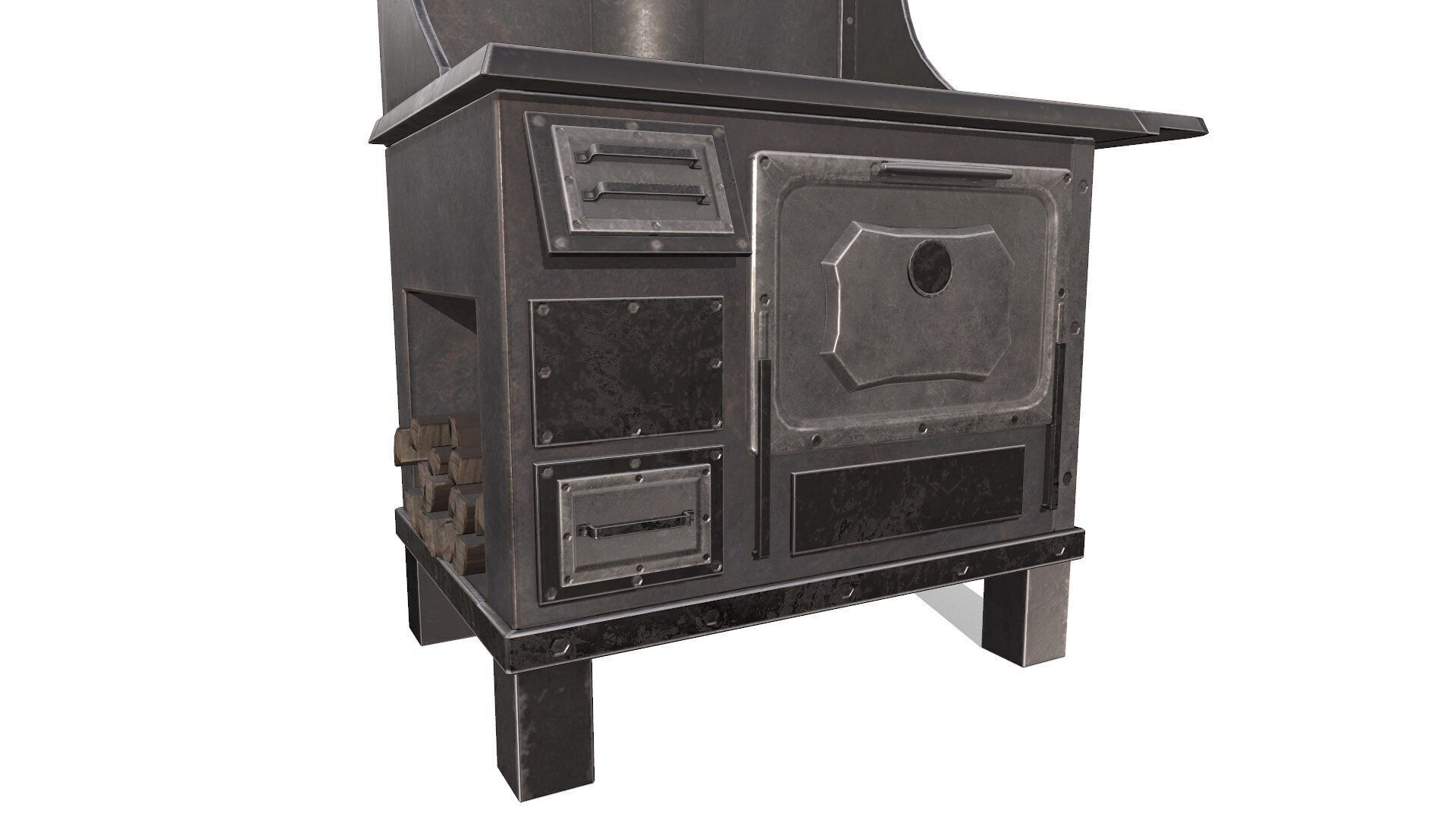 Old Stove Low-poly PBR Low-poly 3D model_10
